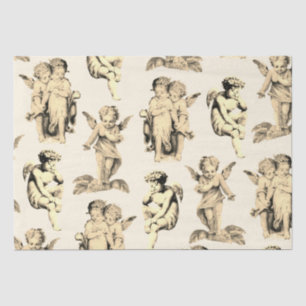 Cute Vintage Beige Baby Cherub Cupid Angels Tissue Paper