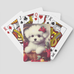 Cute Vintage Bichon Frisé Painting Poker Cards