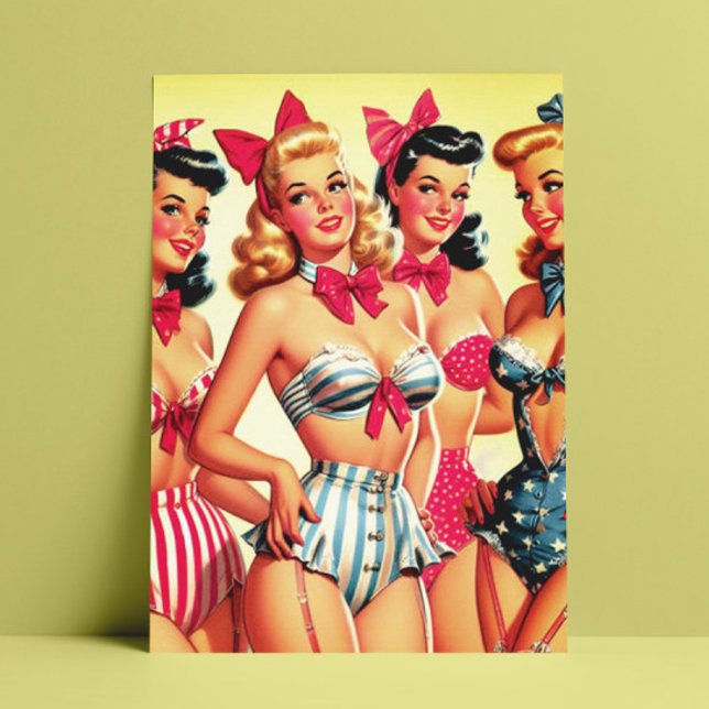 Cute Vintage Bikini Pin-ups Postcard (Creator Uploaded)