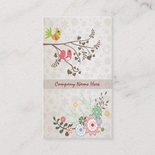 cute vintage birds business card
