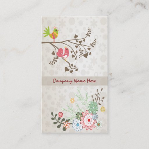 Customizable cute vintage birds business card