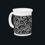 Cute Vintage black and white roses Beverage Pitcher<br><div class="desc">Lovely,  bright,  romantic floral pattern with beautiful roses with black outlines. Classy,  modern and trendy gift for Valentine's Day,  birthday or anniversary.</div>