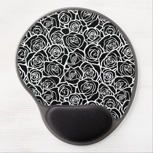 Cute Vintage black and white roses Gel Mouse Pad