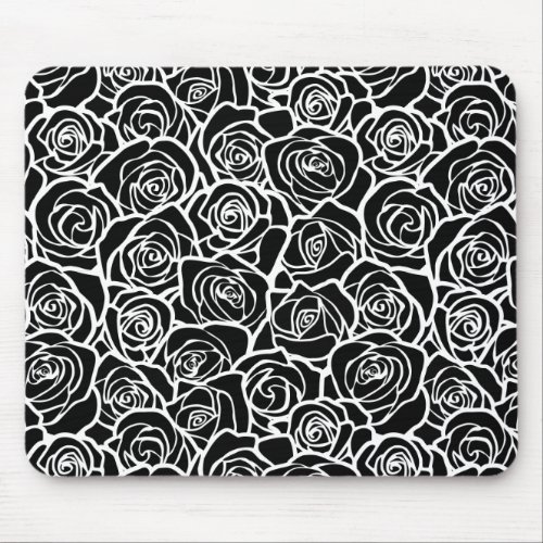 Cute Vintage black and white roses Mouse Pad