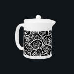 Cute Vintage black and white roses Teapot<br><div class="desc">Lovely,  bright,  romantic floral pattern with beautiful roses with black outlines. Classy,  modern and trendy gift for Valentine's Day,  birthday or anniversary.</div>