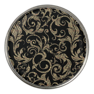 Cute vintage black brown floral pattern baby blank golf ball marker