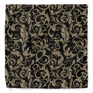 Cute vintage black brown floral pattern bandana
