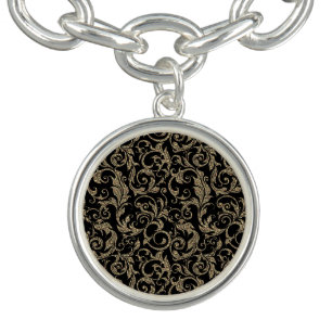 Cute vintage black brown floral pattern bracelet