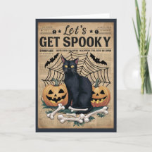 Cute Vintage Black Cat Get Spooky Halloween