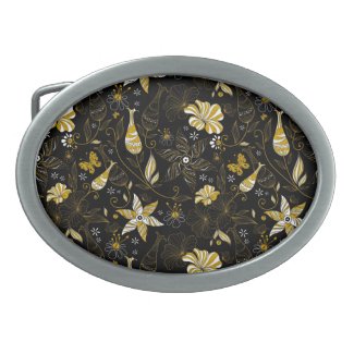Cute vintage black golden floral background