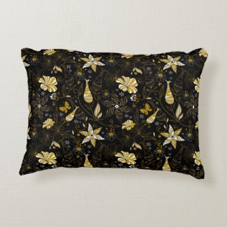 Cute vintage black golden floral background