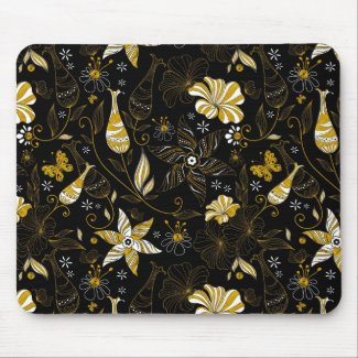 Cute vintage black golden floral background