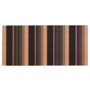 Cute vintage black gray stripes wood flash drive