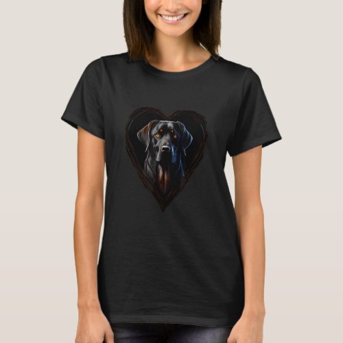 Cute Vintage Black Lab Heart Puppy Dog  Animal  T_Shirt