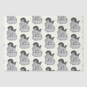 Cute Vintage Black White Cherub Angel Tissue Paper