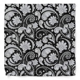 Cute vintage black white paisley patterns bandana