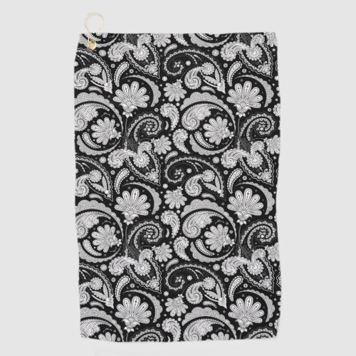 Cute vintage black white paisley patterns golf towel