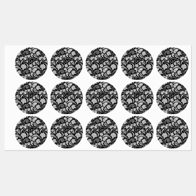 Cute vintage black white paisley patterns labels (Sheet)