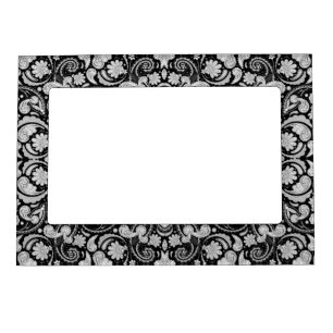 Cute vintage black white paisley patterns magnetic frame