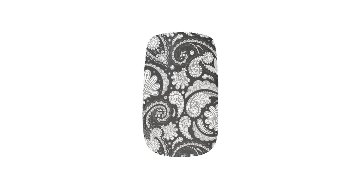 Cute vintage black white paisley patterns minx nail wraps | Zazzle