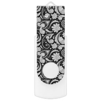 Cute vintage black white paisley patterns