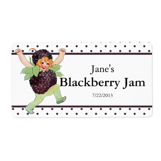 Cute Vintage Blackberry Jam Label (Front)