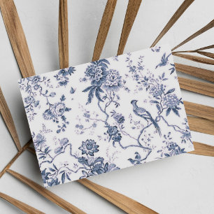 Cute Vintage Blue And White Bird Floral Postcard