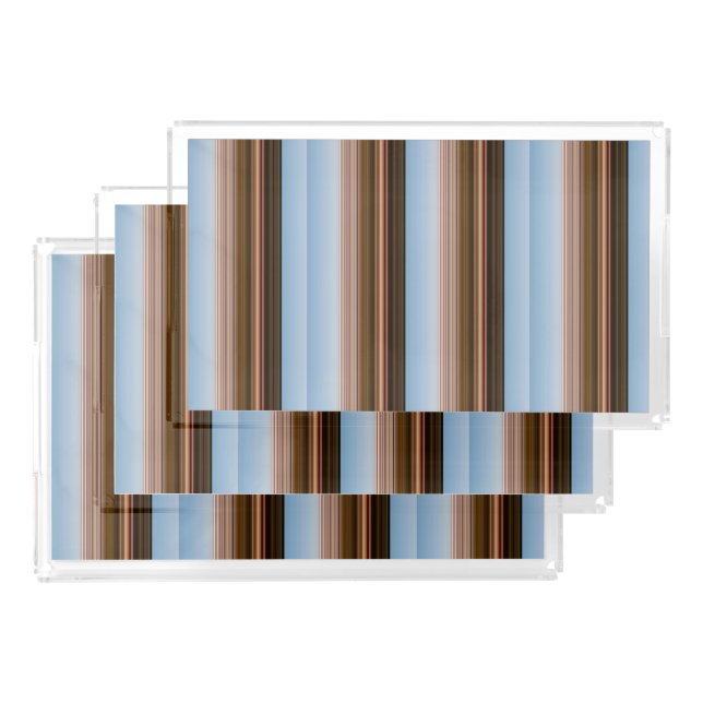 Cute vintage blue brown stripes acrylic tray (Set)