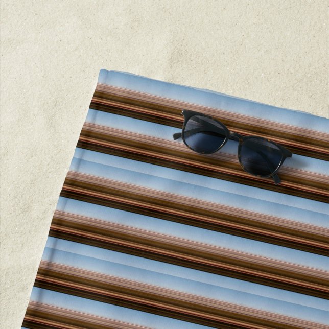 Cute vintage blue brown stripes beach towel (In Situ)