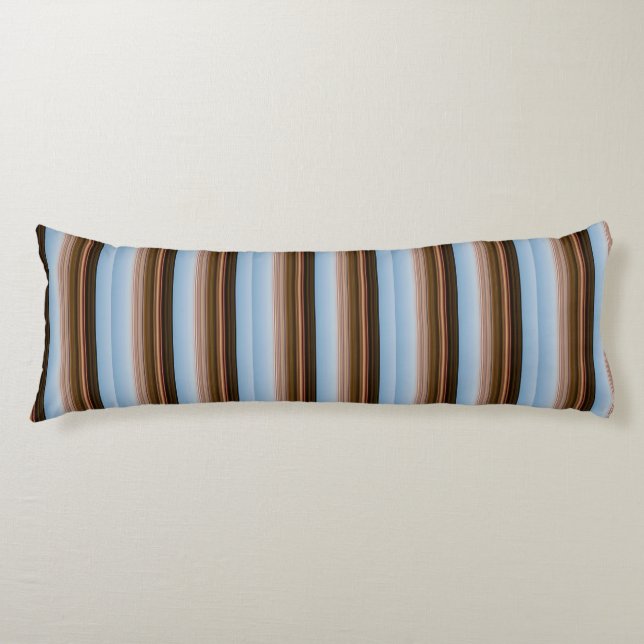 Cute vintage blue brown stripes body pillow (Front)