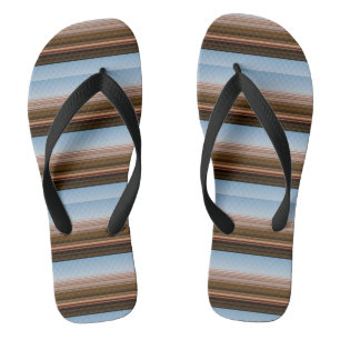 Cute vintage blue brown stripes flip flops