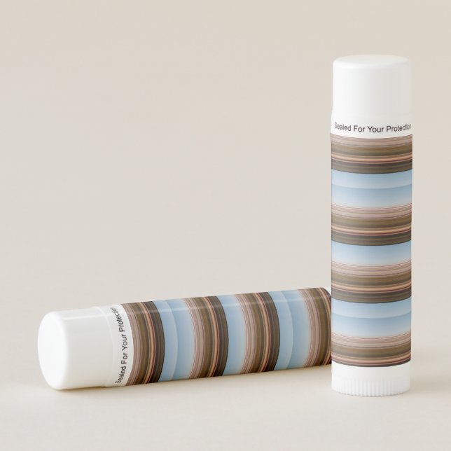 Cute vintage blue brown stripes lip balm (Front)
