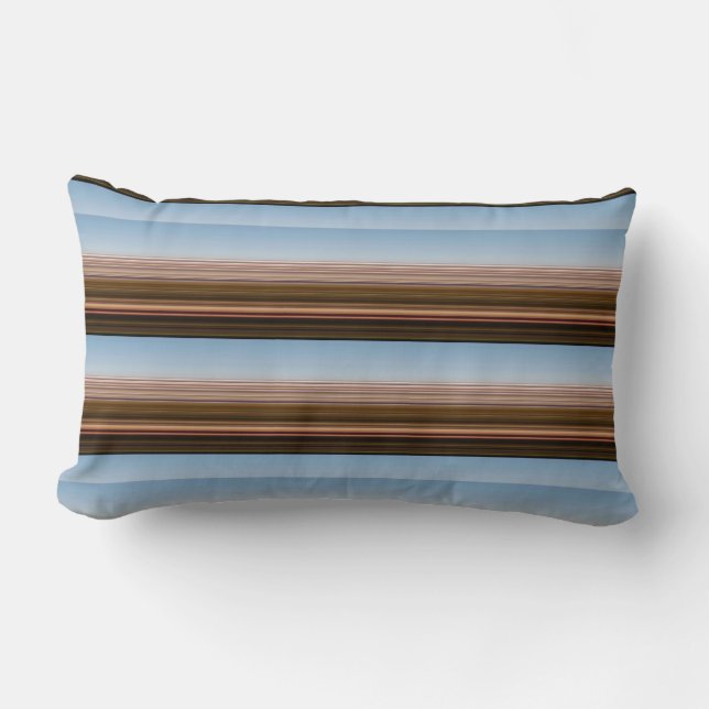 Cute vintage blue brown stripes lumbar pillow (Front)