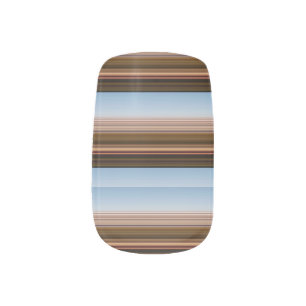 Cute vintage blue brown stripes minx nail art