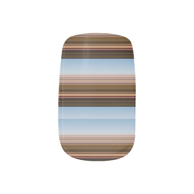 Cute vintage blue brown stripes minx nail art (Left Thumb)