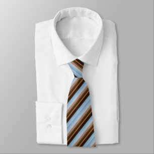 Cute vintage blue brown stripes neck tie
