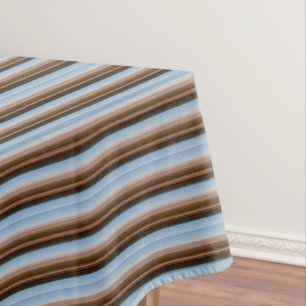 Cute vintage blue brown stripes tablecloth
