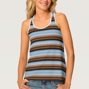 Cute vintage blue brown stripes tank top