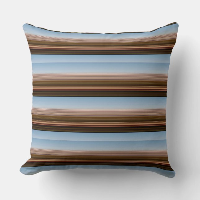 Cute vintage blue brown stripes throw pillow (Front)