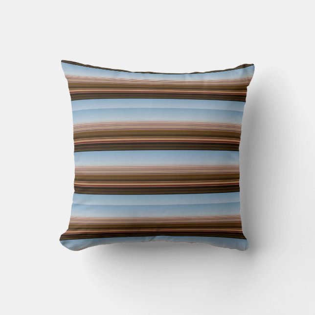Cute vintage blue brown stripes throw pillow (Front)