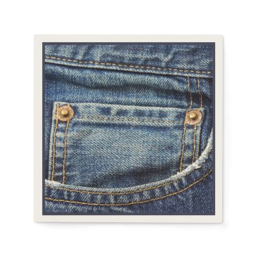 Cute Vintage Blue Denim Jeans Pocket Copper Studs Napkins