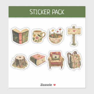 Cute Vintage Book Club & Tea Sticker Sheet