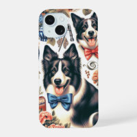 Cute Vintage Border Collie Illustration