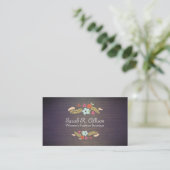 Cute Vintage Boutique Flowers Wood Floral Business Card (Standing Front)