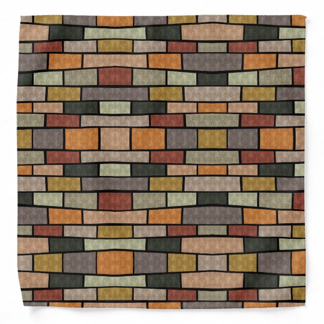 Cute vintage bricks pattern bandana (Front)