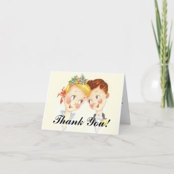 Cute Vintage Bride & Groom Wedding Thank You Cards by VintageEnchantment at Zazzle