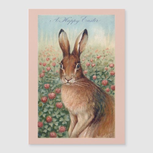 Cute Vintage Brown Easter Bunny and Clover