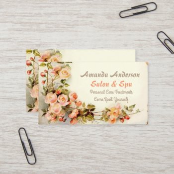 Cute Vintage Bunch Of Roses Business Card by RetroAndVintage at Zazzle