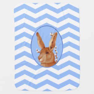 Cute Vintage Bunny and Chevron Pattern Baby Blanket