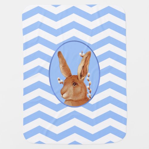 Cute Vintage Bunny and Chevron Pattern Baby Blanket